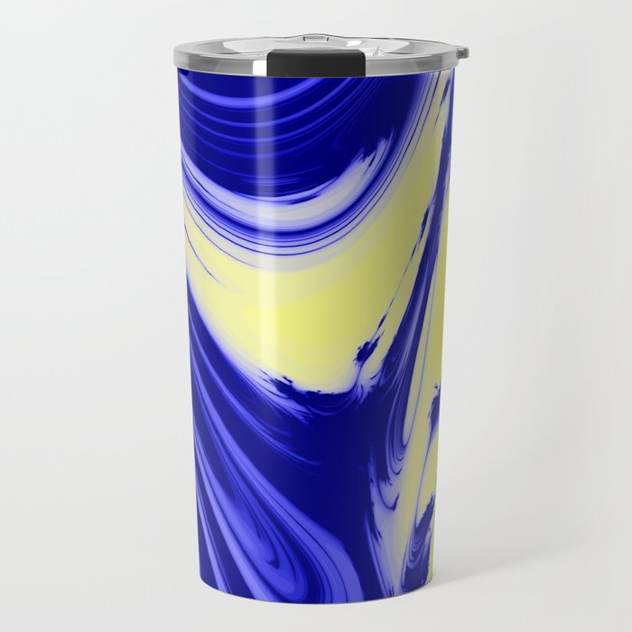 Swirls Of Blue And Yellow Travel Mug By Timelessartoncanvas Society6