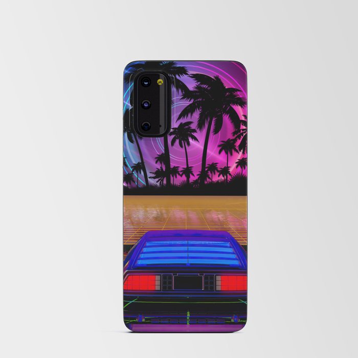 Neon landscape: Synthwave horizon & car [synthwave/vaporwave/cyberpunk] — aesthetic poster, retrowav Android Card Case