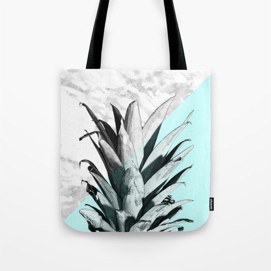Pineapple Top Marble Pastel Blue Tote Bag