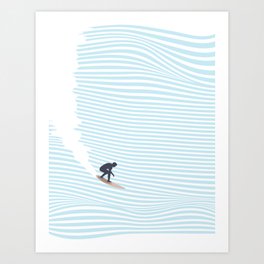 surfing jaws baby blue Art Print