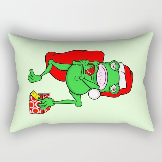 Frog Santa Rectangular Pillow