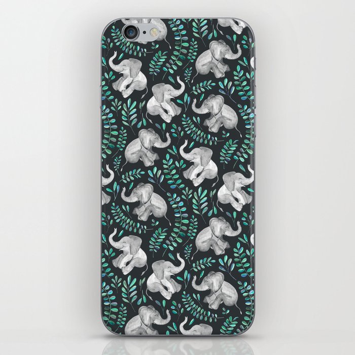 Laughing Baby Elephants – emerald and turquoise iPhone Skin