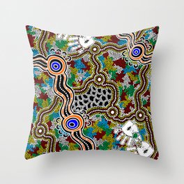 Authentic Aboriginal Art - 4 Throw Pillow
