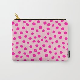 Pink Leopard Print Dalmatian Cheetah Spots Minimal Brushstroke Polka Dots Modern Decor Animal Print  Carry-All Pouch