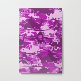 Military Camoflauge Neck Gator Purple Helicopter Chopper Metal Print