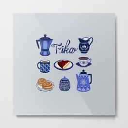 Fika - Swedish Coffee Break Metal Print | Swedishcoffeebreak, Painting, Fika, Mikepot, Coffeebreak, Curated, Takeabreak, Dessert, Bluelovers, Navy 