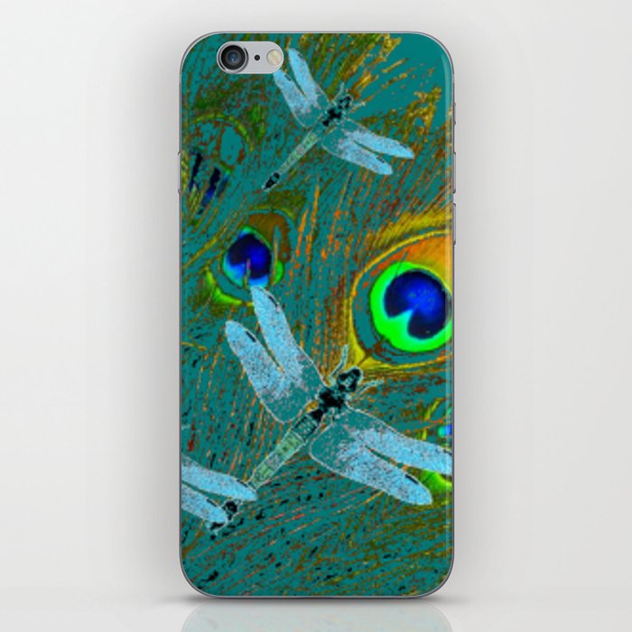 BLUE DRAGONFLYS PEACOCK GREEN  PATTERN ART iPhone Skin