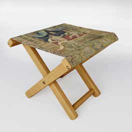 Antique 16th Century 'Venus & Cupid' Flemish Tapestry Folding Stool