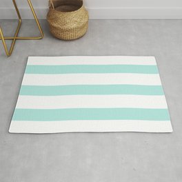 Aqua blue and White stripes lines - horizontal Area & Throw Rug