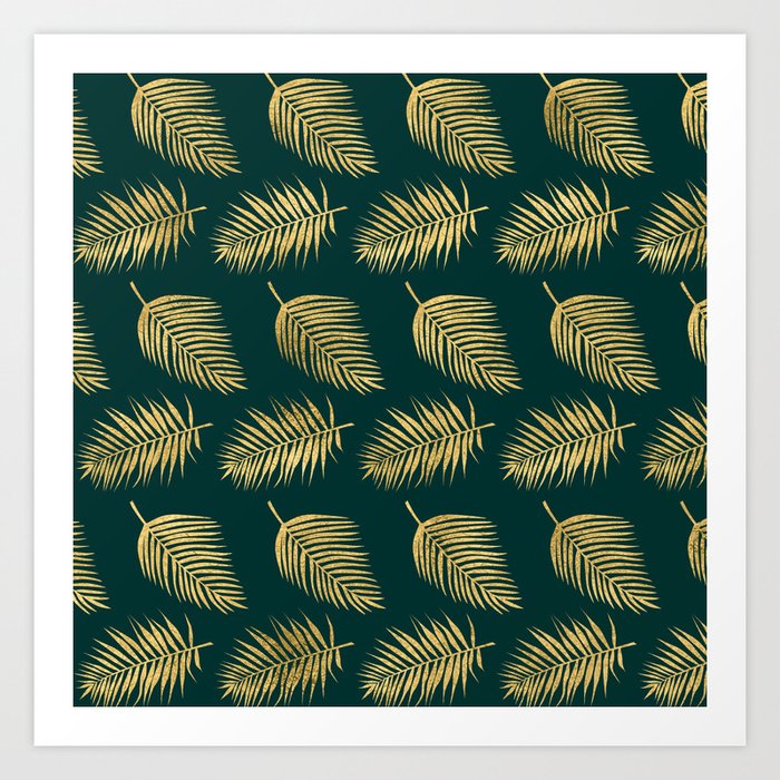 Green Palm Leaf Pattern 05 Art Print
