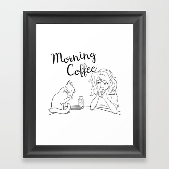 Cats and Coffee Framed Art Print