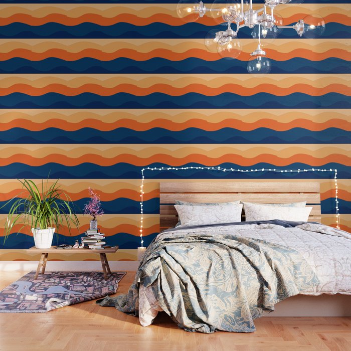 Abstract pattern - blue and orange. Wallpaper