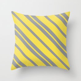 Diagonal Stripes - Pantone Ultimate Gray and Illuminating Throw Pillow