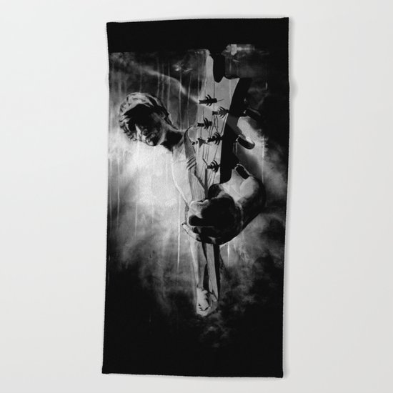 The GUITAR GOD - black version Beach Towel