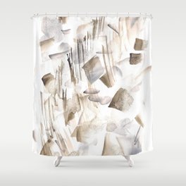 Abstract Art 180630 Grey Black Brown Abstract Watercolour 2| Watercolor Brush Strokes Shower Curtain
