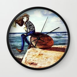 Girl on a stone Wall Clock