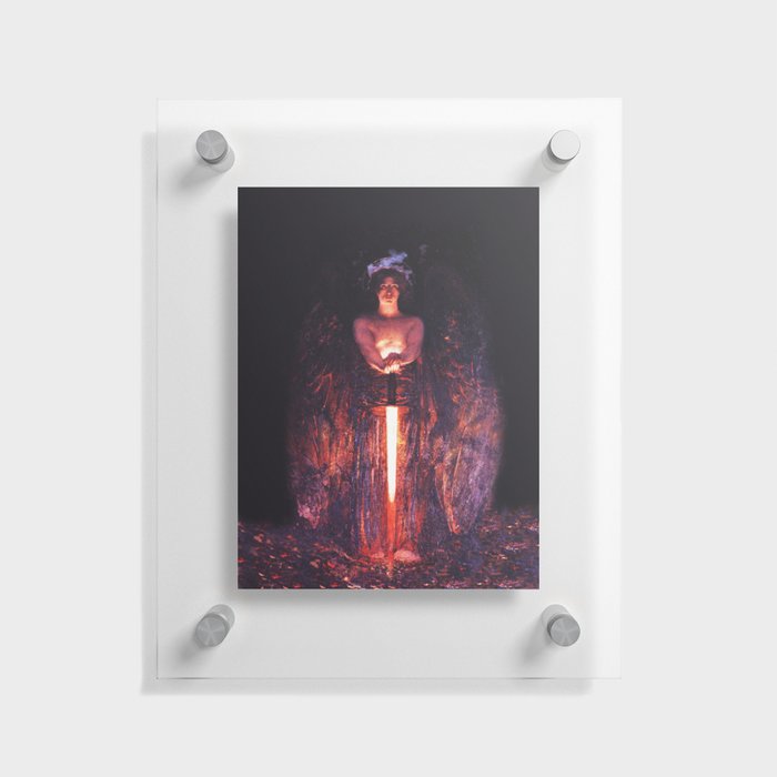 Angel with a flaming sword Floating Acrylic Print