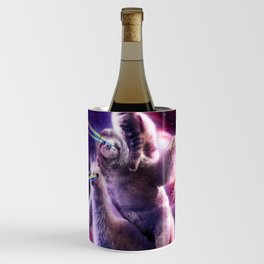 Laser Eyes Space Cat Riding Sloth Llama - Rainbow Wine Chiller