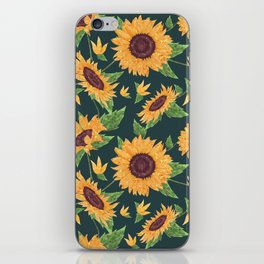 Sunflowers in green iPhone Skin