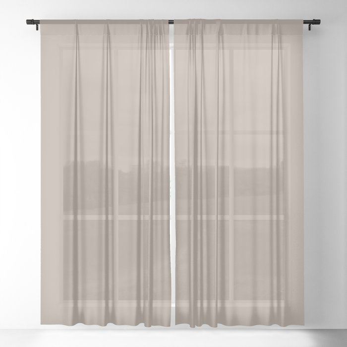 Warm Mid Tone Neutral Brown Solid Color Accent Shade Matches Sherwin Williams Tony Taupe SW 7038 Sheer Curtain