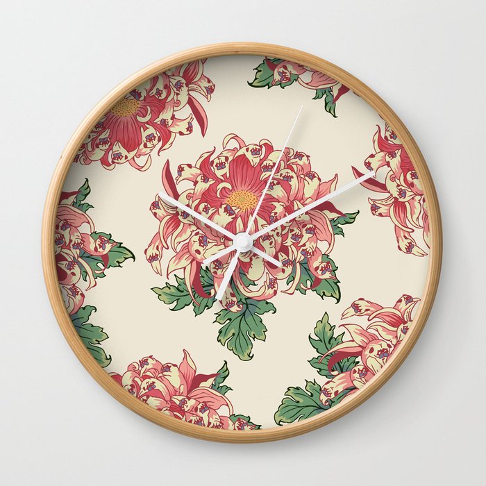 The Chrysanthemum of Pugs Wall Clock