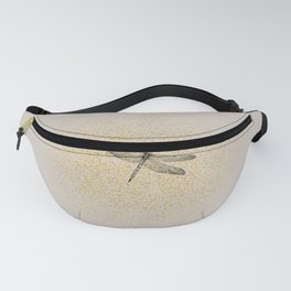 Sketched Dragonfly and Golden Fairy Dust on Sand Beige Fanny Pack