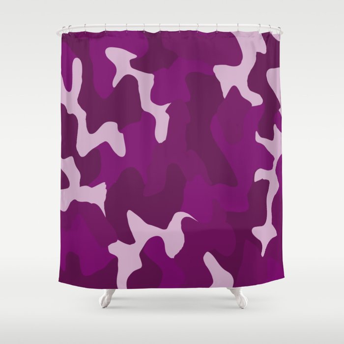 Shades of Purple Hibiscus Camo Pattern Shower Curtain