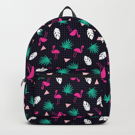 The Dillio - palm springs memphis throwback grid pattern flamingo tropical chilled vibes Backpack