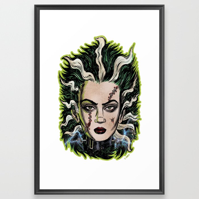 FrankenHorrors Bride of Frankenstein Horror Goth graphic Framed Art Print