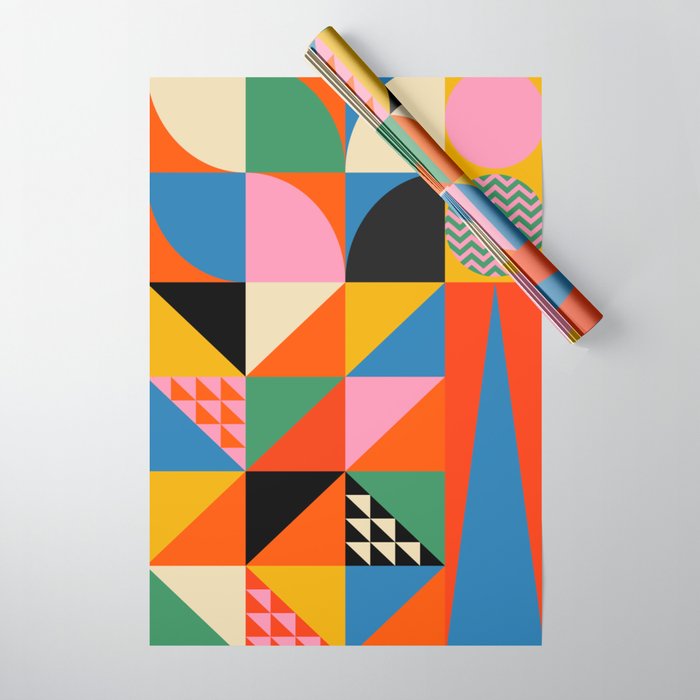 Geometric abstraction in colorful shapes   Wrapping Paper
