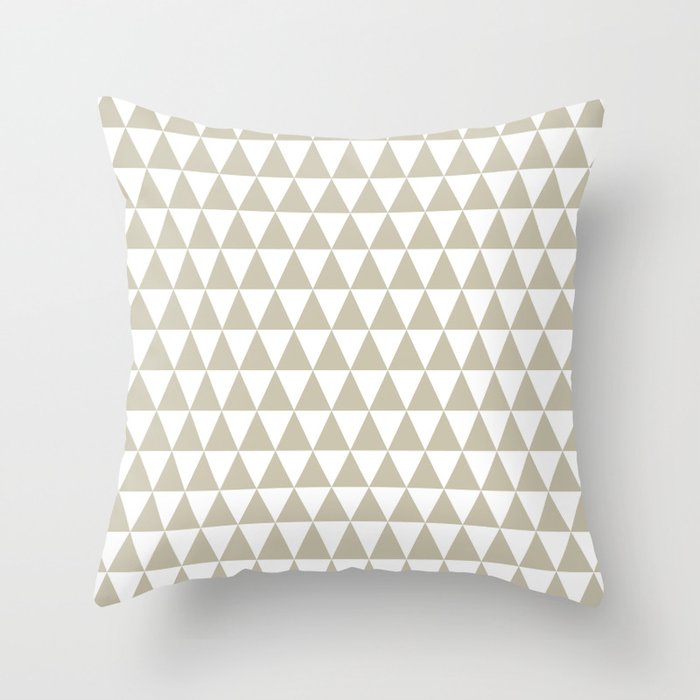 Warm Gray and White Triangle Pattern Throw Pillow