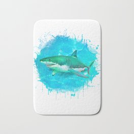 Great white Shark Bath Mat | Watercolor, Painting, Ink 
