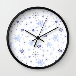 Christmas Pattern Floral Snowflake Purple Wall Clock