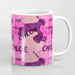  pattern with the name Chloe in pink colors and watercolor texture Mug