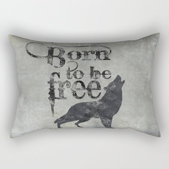 Born to be free wolf illustration Rectangular Pillow