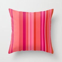 bright pink and pastel red colored stripes Throw Pillow