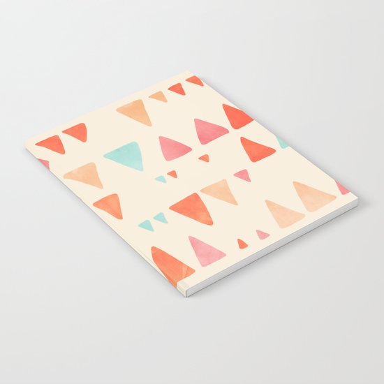 Back & Forth - triangle abstract pattern in peach, aqua & cream Notebook