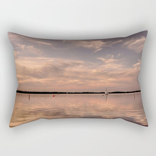 Evening at a lake- Pink Sundown with Clouds on the Water on #Society6 Rectangular Pillow