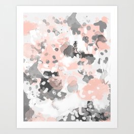 grey and millennial pink abstract painting trendy canvas art decor minimalist Art Print