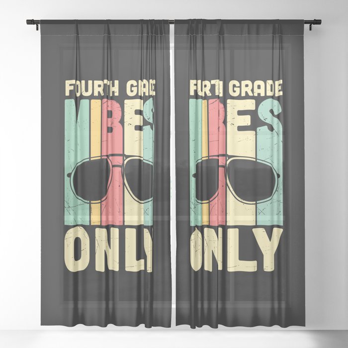 Fourth Grade Vibes Only Retro Sunglasses Sheer Curtain