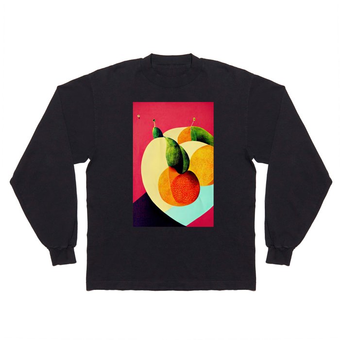 Tropical Fusion - Abstract Minimalist Digital Retro Poster Art Long Sleeve T Shirt