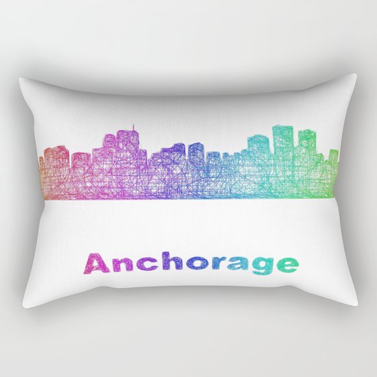 Rainbow Anchorage skyline Rectangular Pillow