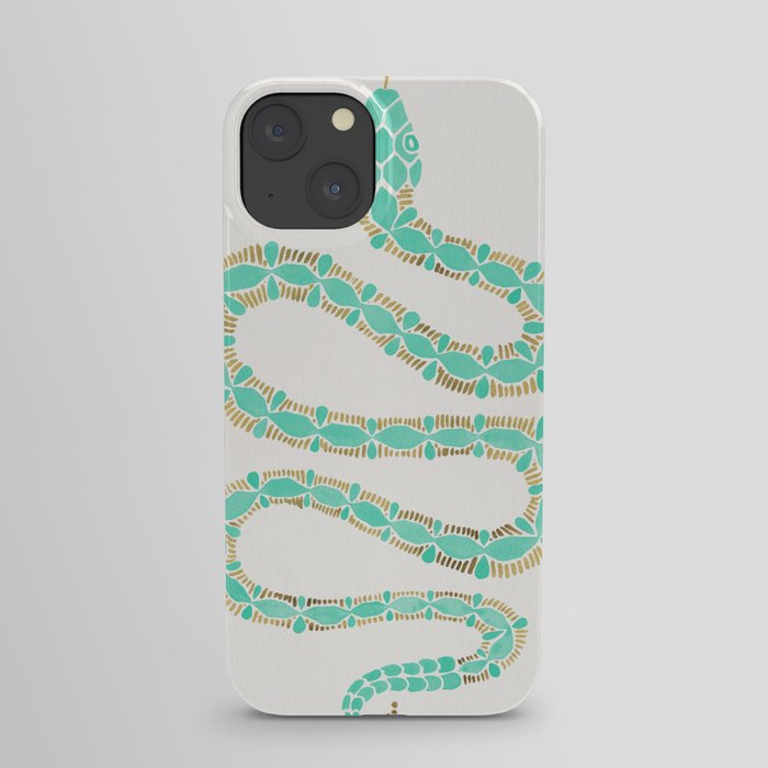 Mint & Gold Serpent iPhone Case