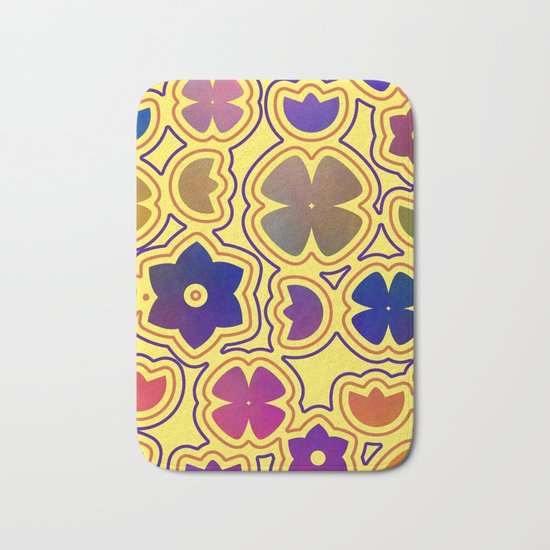 Floral doodles in yellow Bath Mat