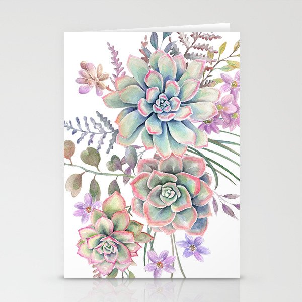 succulent watercolor 12 Stationery Cards