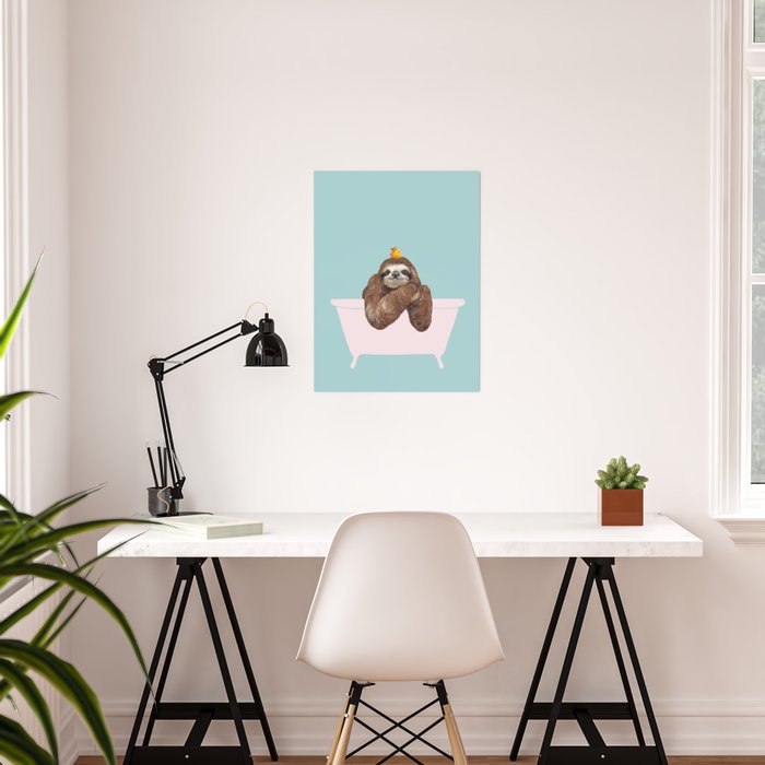 Sloth in Bathtub Poster