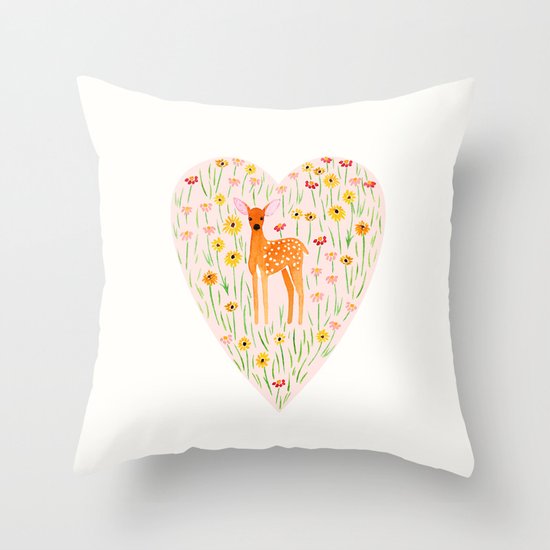 Fawn Valentine Throw Pillow