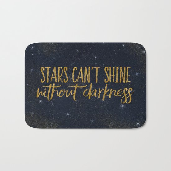 Stars- Darkness - sparkling gold glitter effect night typography 1 on #Society6 Bath Mat