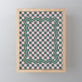 90s Checkerboard - Green Pink Framed Mini Art Print