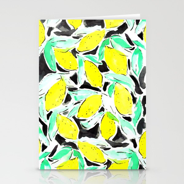 Bold Lemons Black Stationery Cards